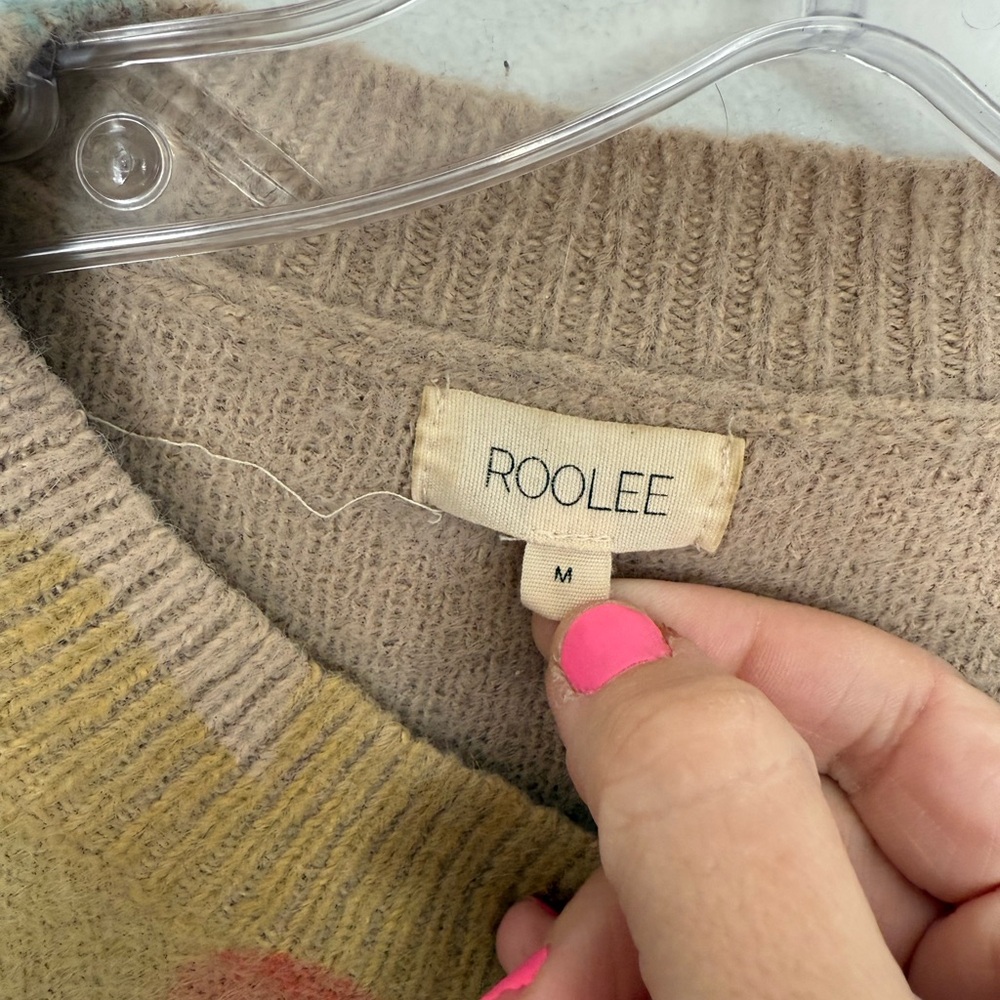 Roolee Womens Floral Soft Oversized Crewneck Sweater, Size Medium - Picture 3 of 5